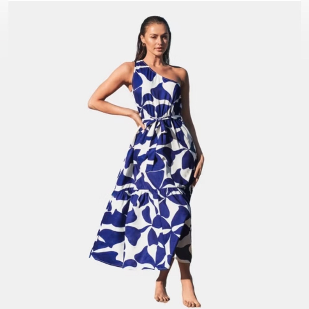 NWT Cupshe Belted Geo One-shoulder Dress